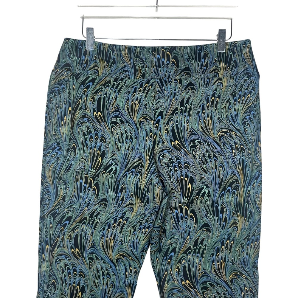 Soft Surroundings Ponte Knit Pull on Pants Black Marbled Print Peacock Size L - Picture 7 of 10